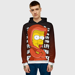 Толстовка-худи мужская Bart: Thug Life, цвет: 3D-белый — фото 2