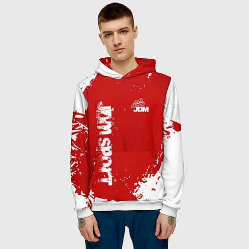 Мужская толстовка Eat Sleep JDM: Red Style / 3D-Белый – фото 3