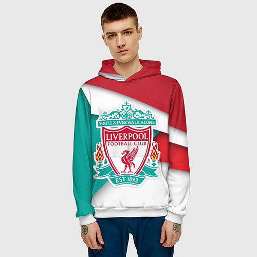 Мужская толстовка FC Liverpool / 3D-Белый – фото 3