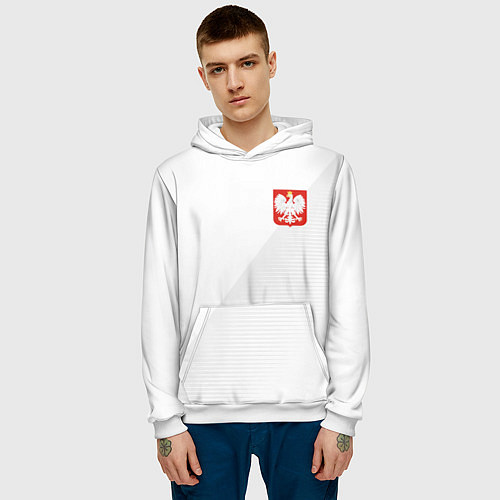 Мужская толстовка Poland Team: Home WC-2018 / 3D-Белый – фото 3