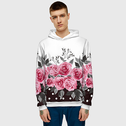 Мужская толстовка Roses Trend / 3D-Белый – фото 3