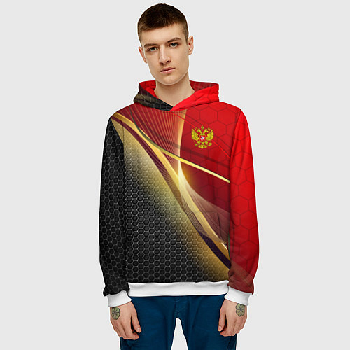 Мужская толстовка RUSSIA SPORT: Gold Collection / 3D-Белый – фото 3