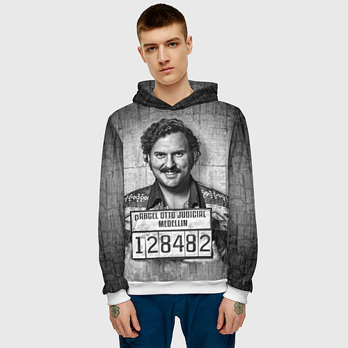 Мужская толстовка Пабло Эскобар / 3D-Белый – фото 3