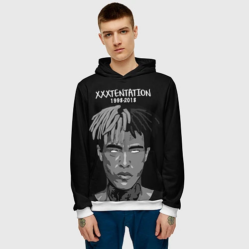 Мужская толстовка XXXTentacion: 1998-2018 / 3D-Белый – фото 3