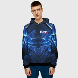 Толстовка-худи мужская Mass Effect: Blue Armor N7, цвет: 3D-черный — фото 2