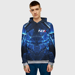 Толстовка-худи мужская Mass Effect: Blue Armor N7, цвет: 3D-меланж — фото 2