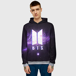 Толстовка-худи мужская BTS: Violet Space, цвет: 3D-меланж — фото 2