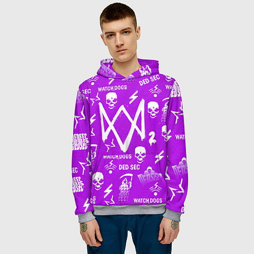 Мужская толстовка Watch Dogs 2: Violet Pattern / 3D-Меланж – фото 3