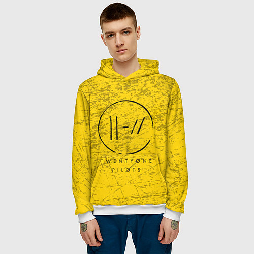 Мужская толстовка 21 Pilots: Yellow Grunge / 3D-Белый – фото 3