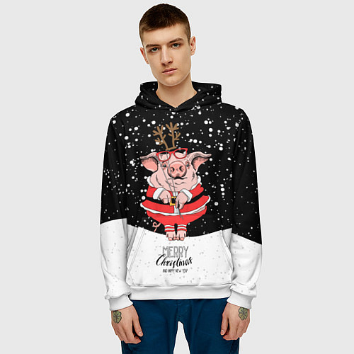 Мужская толстовка Merry Christmas 2019 / 3D-Белый – фото 3