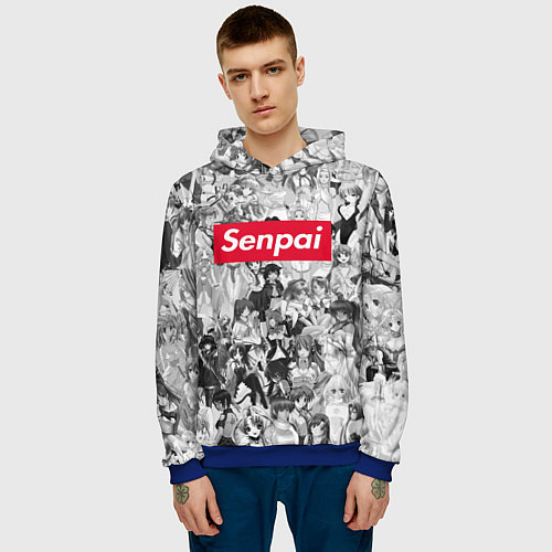 Мужская толстовка SENPAI Stories / 3D-Синий – фото 3
