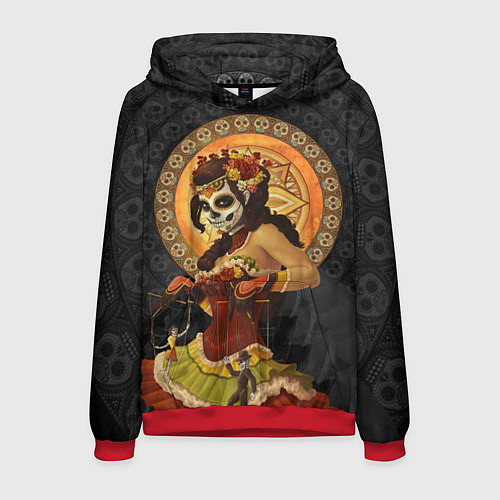 Мужская толстовка Мексиканка - стиль Калавера Катрина / 3D-Красный – фото 1