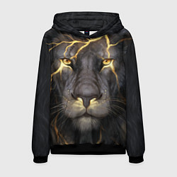 Толстовка-худи мужская Лев с молнией, цвет: 3D-черный