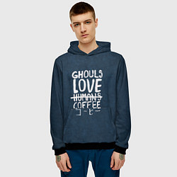 Толстовка-худи мужская Ghouls Love Coffee, цвет: 3D-черный — фото 2