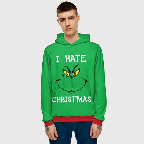 Мужская толстовка I hate christmas / 3D-Красный – фото 3