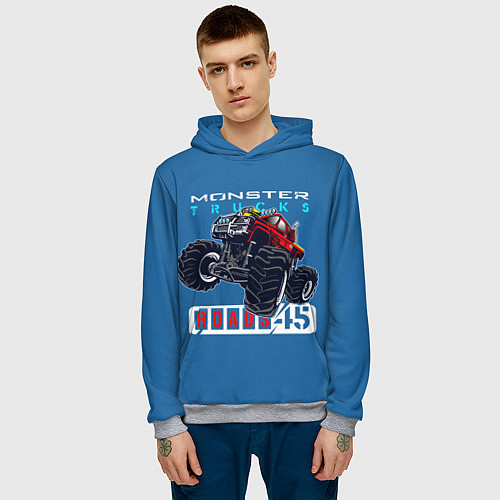 Мужская толстовка Monster trucks / 3D-Меланж – фото 3