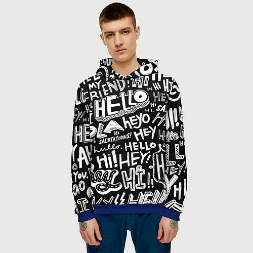 Мужская толстовка Hello Pattern / 3D-Синий – фото 3