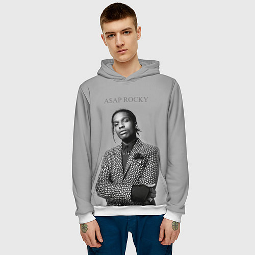 Мужская толстовка ASAP Rocky: Grey Fashion / 3D-Белый – фото 3