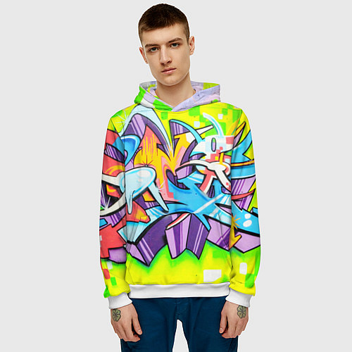 Мужская толстовка Неоновая кислота / 3D-Белый – фото 3