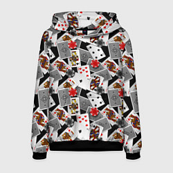 Толстовка-худи мужская Игральные карты и фишки, цвет: 3D-черный
