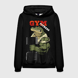 Толстовка-худи мужская GYM fitness crocodile, цвет: 3D-черный