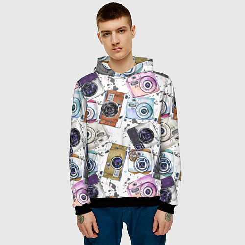 Мужская толстовка Старинные фотоаппараты / 3D-Черный – фото 3