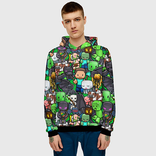 Мужская толстовка Жители Майнкрафт / 3D-Черный – фото 3