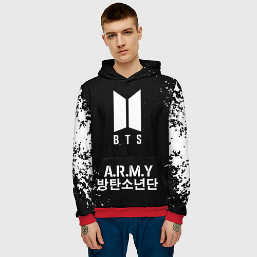 Мужская толстовка BTS ARMY / 3D-Красный – фото 3