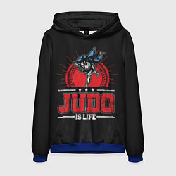 Толстовка-худи мужская Judo is life, цвет: 3D-синий