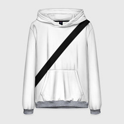 Толстовка-худи мужская Ремень безопасности - черная полоса прикол на бело, цвет: 3D-меланж