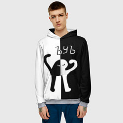 Толстовка-худи мужская ЪУЪ СЪУКА: ЧБ, цвет: 3D-меланж — фото 2