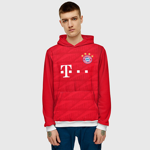 Мужская толстовка FC Bayern: Home 19-20 / 3D-Белый – фото 3