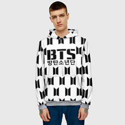 Толстовка-худи мужская BTS: White Pattern, цвет: 3D-меланж — фото 2