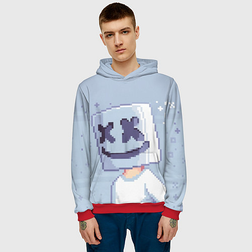 Мужская толстовка Marshmello Pixel / 3D-Красный – фото 3