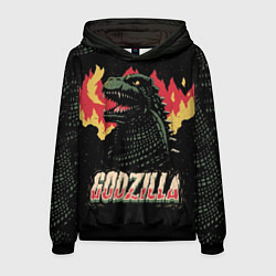 Толстовка-худи мужская Flame Godzilla, цвет: 3D-черный