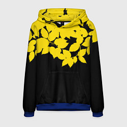 Толстовка-худи мужская Желтые Листья - Минимализм, цвет: 3D-синий