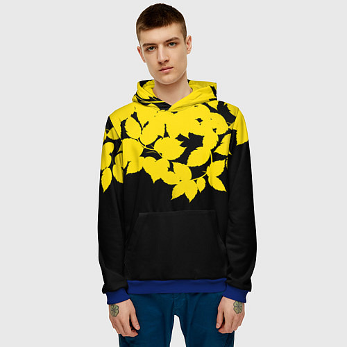Мужская толстовка Желтые Листья - Минимализм / 3D-Синий – фото 3