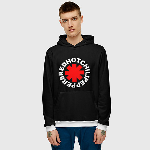 Мужская толстовка Red Hot chili peppers logo on black / 3D-Белый – фото 3