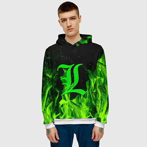 Мужская толстовка L letter flame / 3D-Белый – фото 3