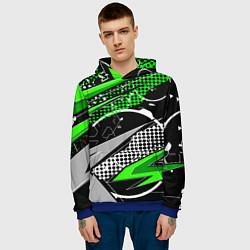 Толстовка-худи мужская Black and green corners, цвет: 3D-синий — фото 2