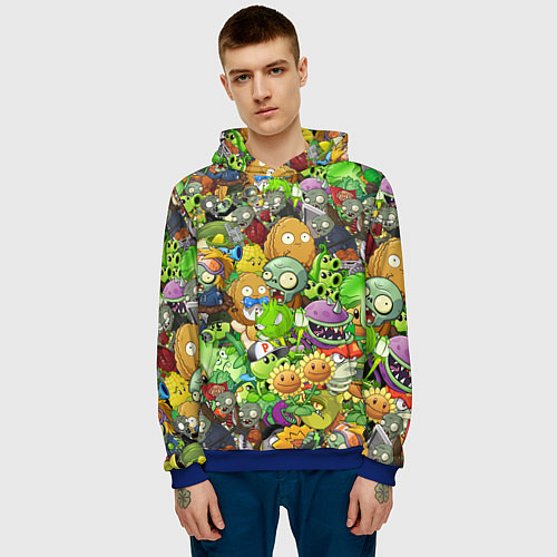 Мужская толстовка PLANTS VS ZOMBIES / 3D-Синий – фото 3