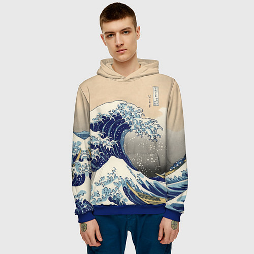 Мужская толстовка Kanagawa Wave Art / 3D-Синий – фото 3