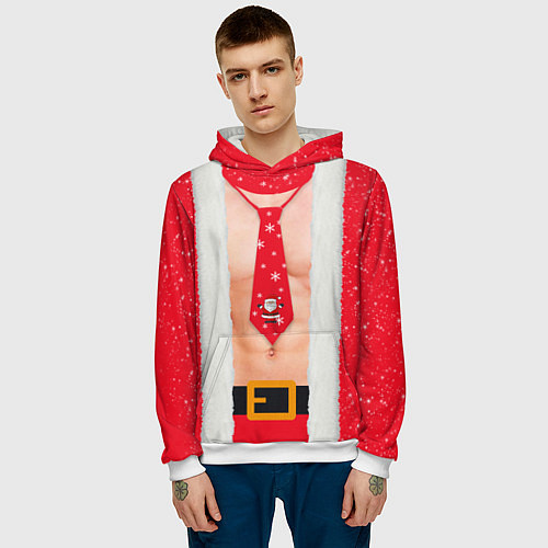 Мужская толстовка Рождественский костюм с голым торсом / 3D-Белый – фото 3