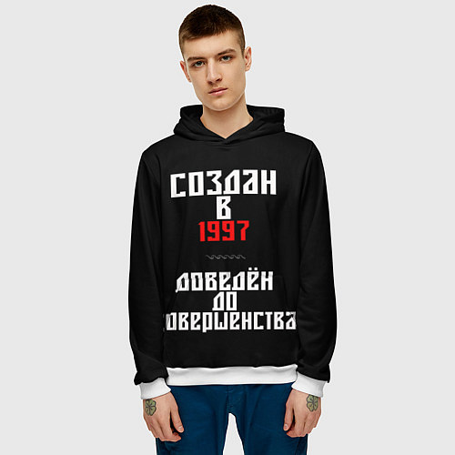 Мужская толстовка Создан в 1997 / 3D-Белый – фото 3