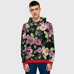 Толстовка-худи мужская Кусты роз, цвет: 3D-красный — фото 2