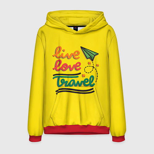 Мужская толстовка Жизнь, любовь, путешествия / 3D-Красный – фото 1