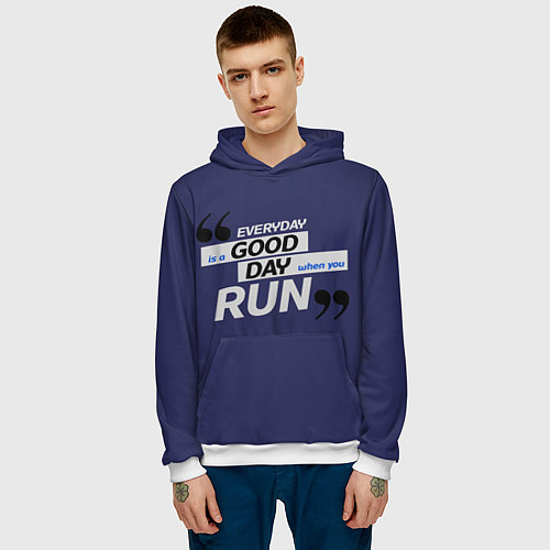 Мужская толстовка Бегу - значит живу / 3D-Белый – фото 3