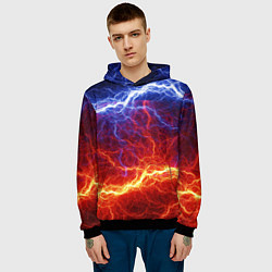 Толстовка-худи мужская Лёд и огонь, цвет: 3D-черный — фото 2
