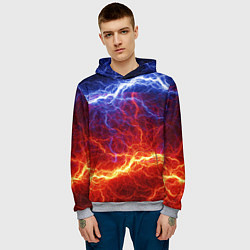 Толстовка-худи мужская Лёд и огонь, цвет: 3D-меланж — фото 2