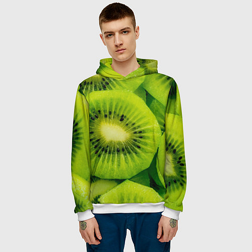 Мужская толстовка Зеленый киви / 3D-Белый – фото 3